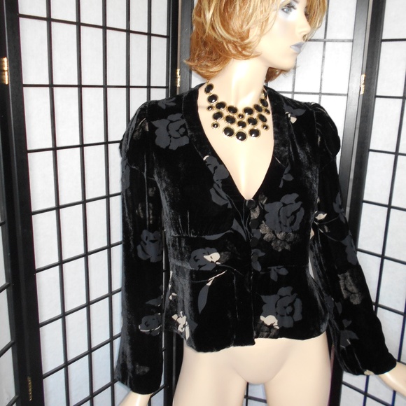 ARMANI COLLEZIONI Sz 10 Black Velvet Blazer Jacket - Picture 2 of 4